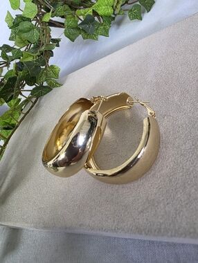Gold Filled Wide Hoop Earrings